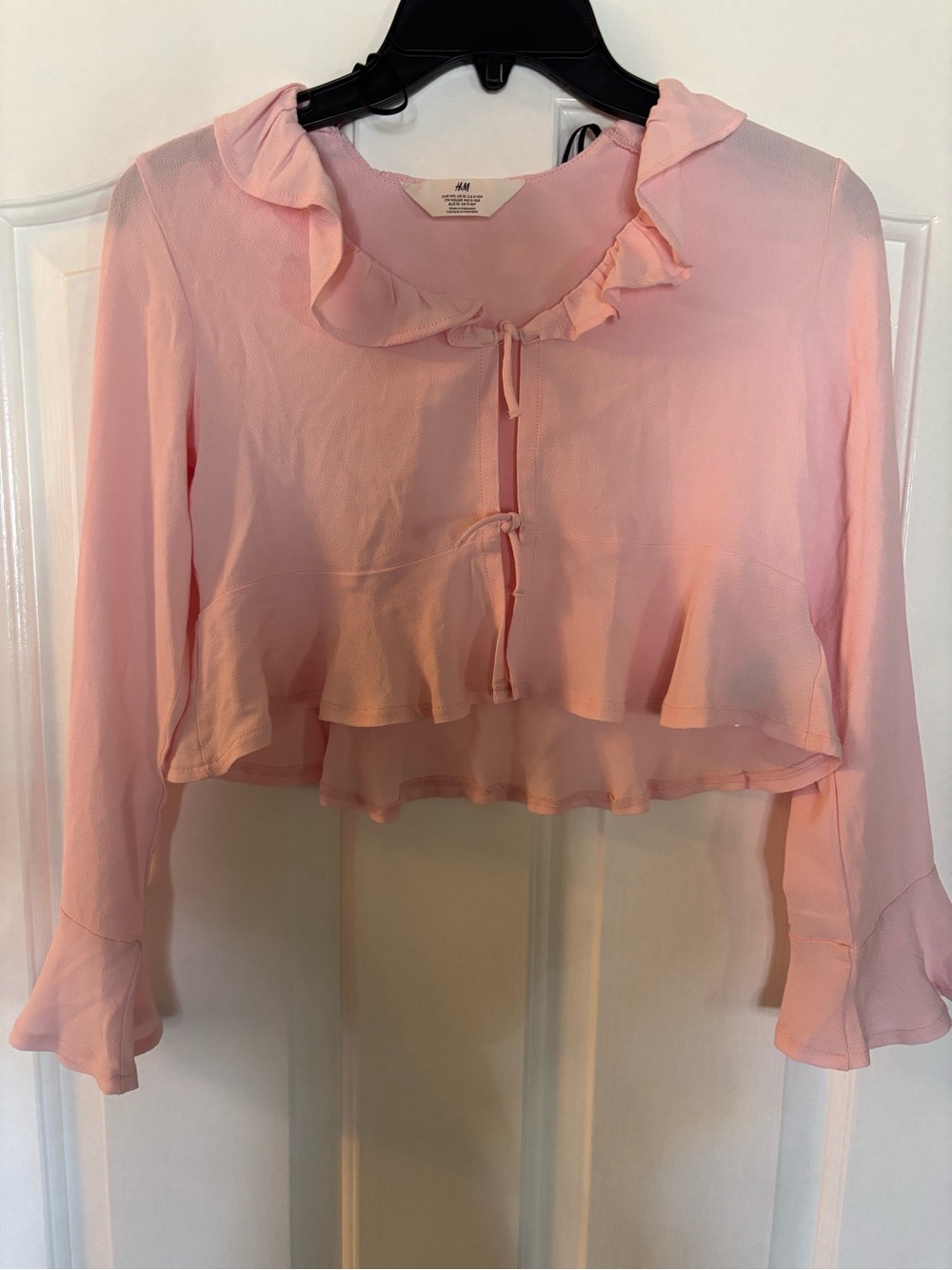 H&M Light Pink Ruffle Neck Top